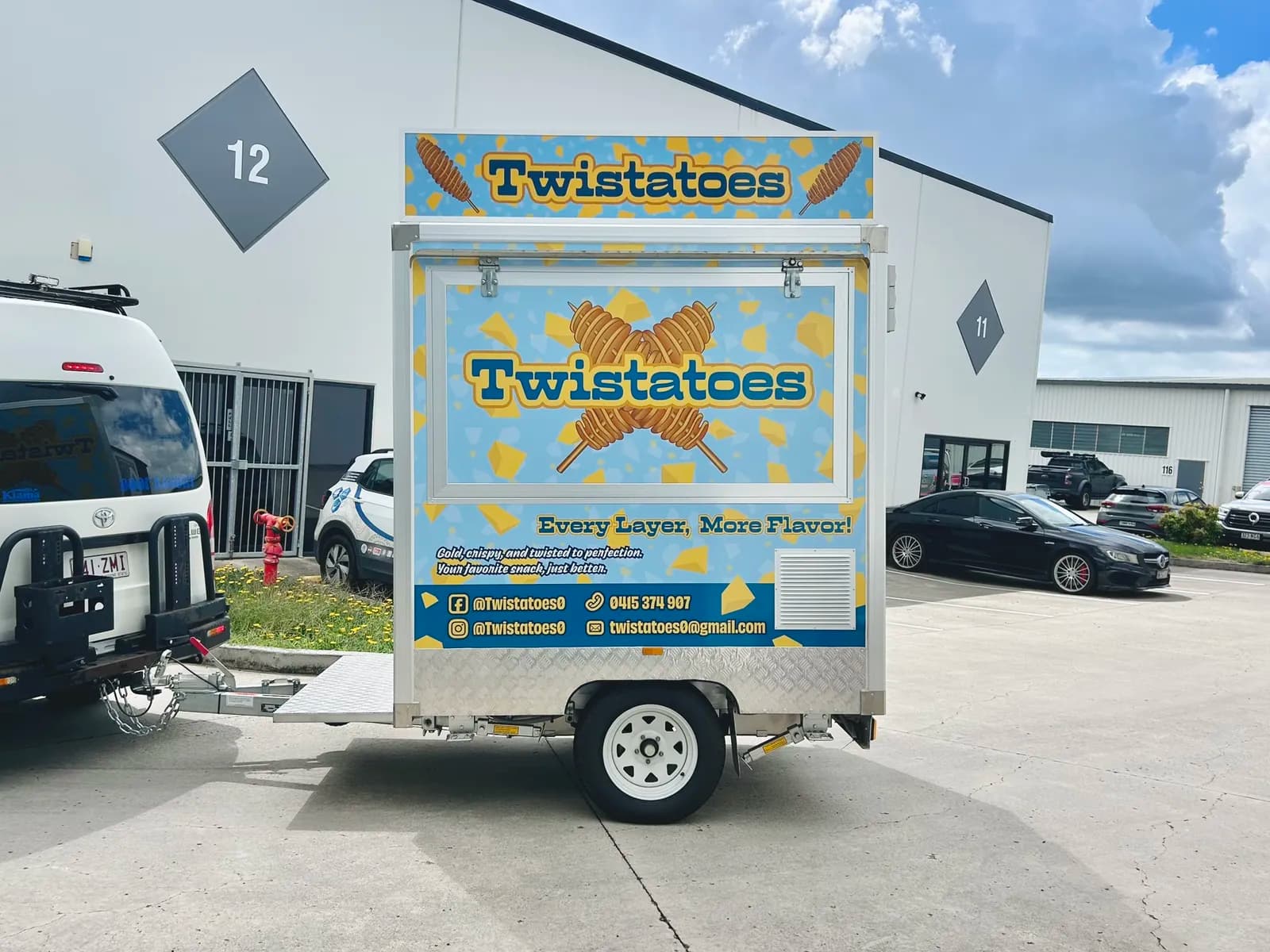 Twistatoes trailer side profile, clean finished job
