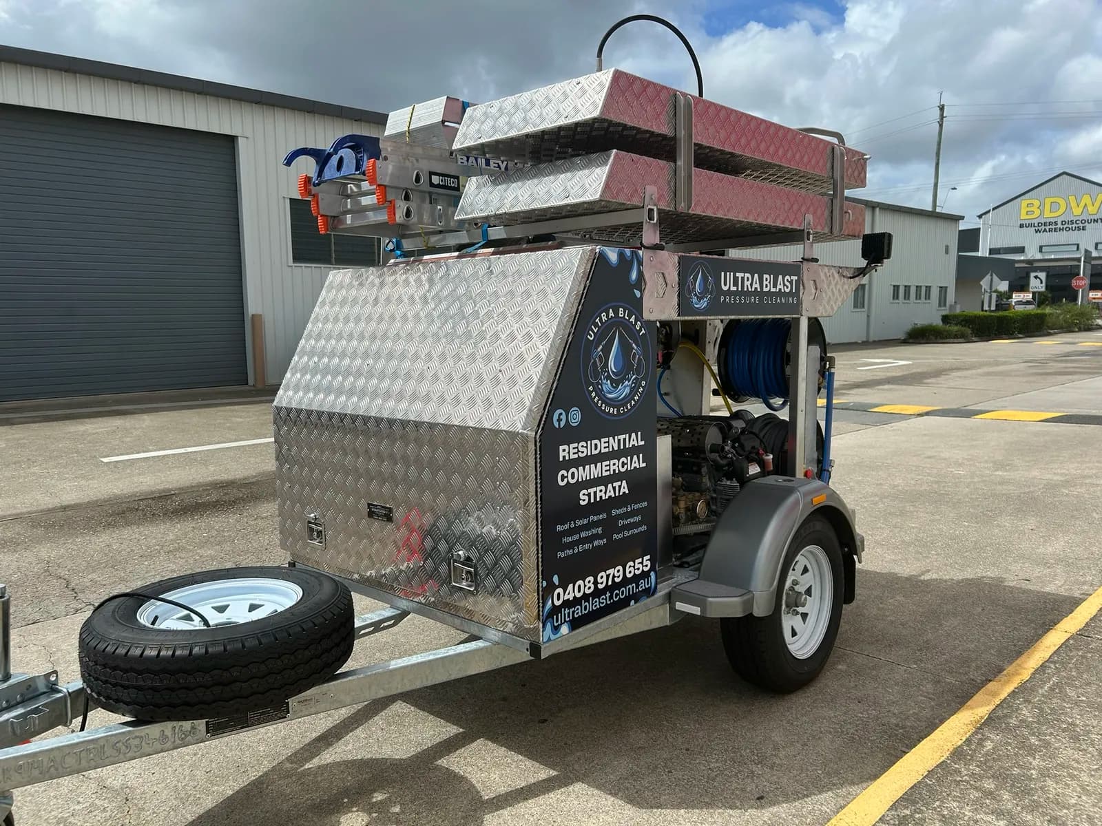 Ultra Blast pressure cleaning trailer rear three-quarter