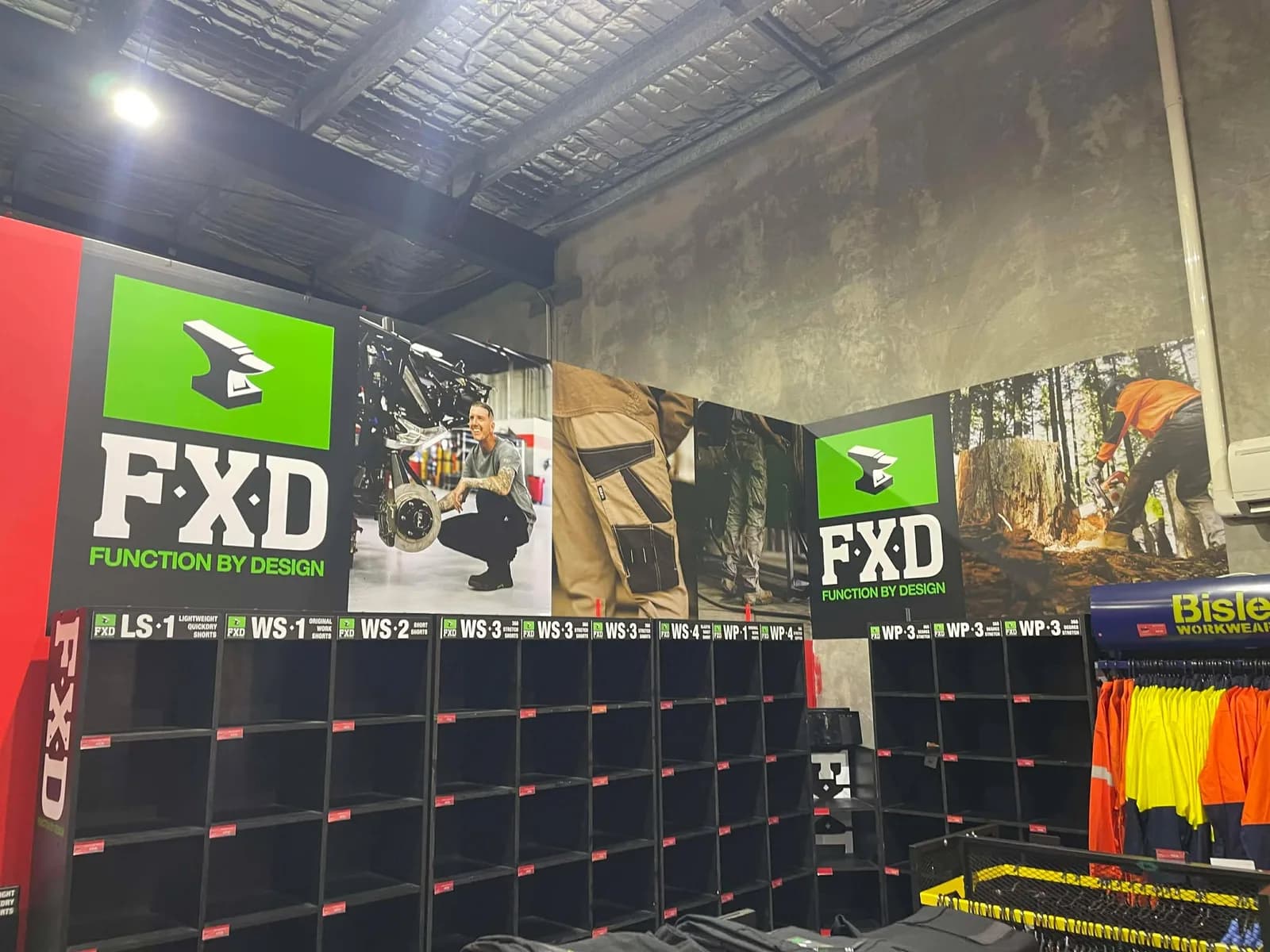 FXD workwear interior wall graphics and retail display