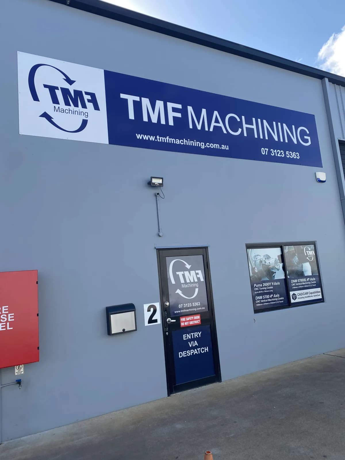 TMF Machining fascia panel and entry decals