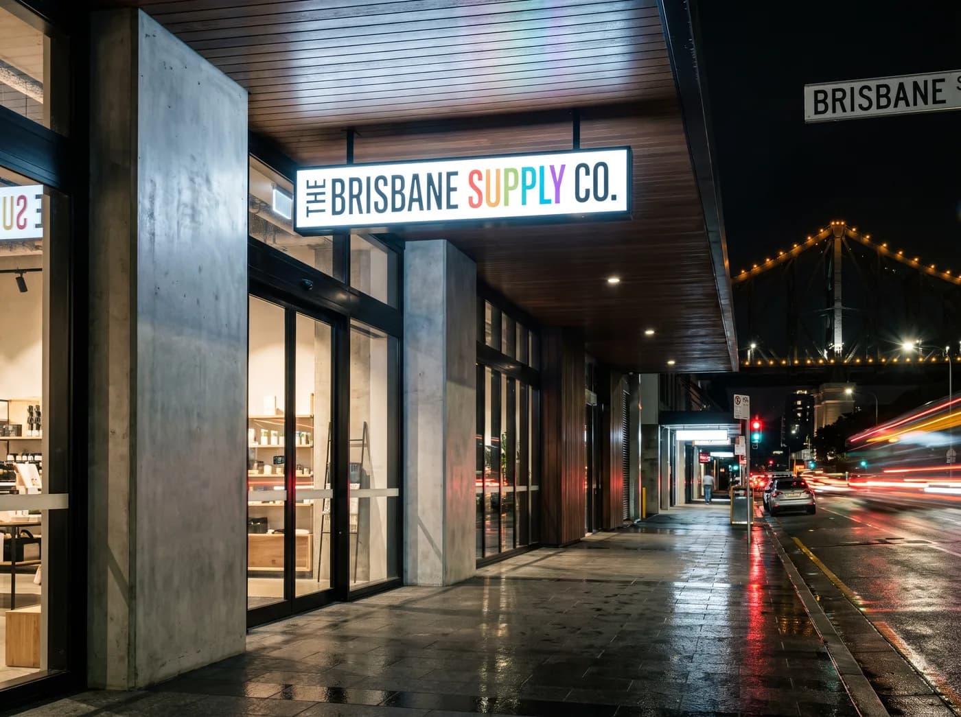 LED shopfront sign at night