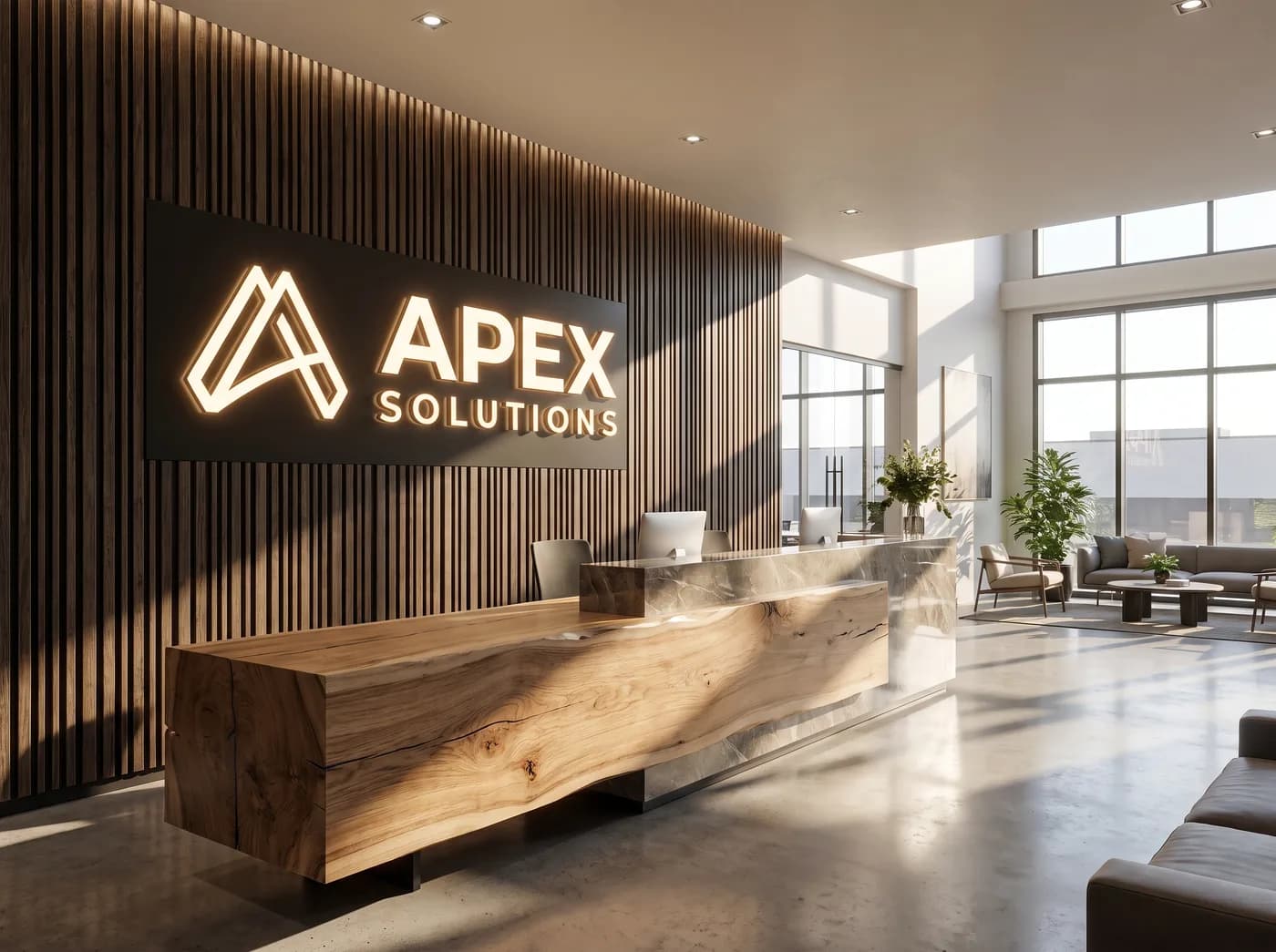 Backlit reception logo sign