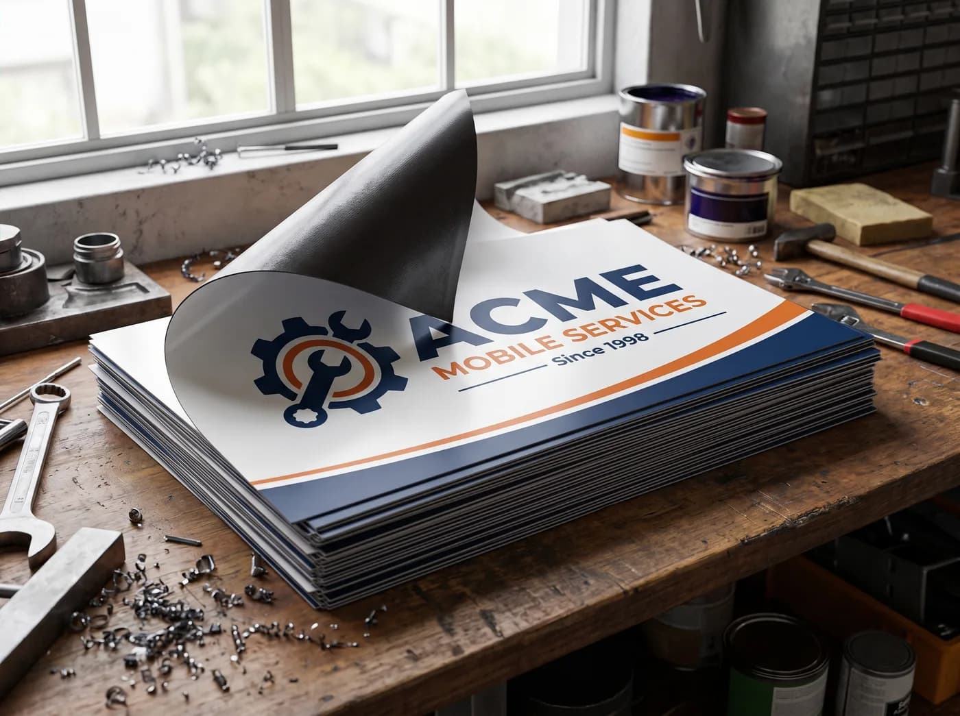 Stack of printed magnetic vehicle signs