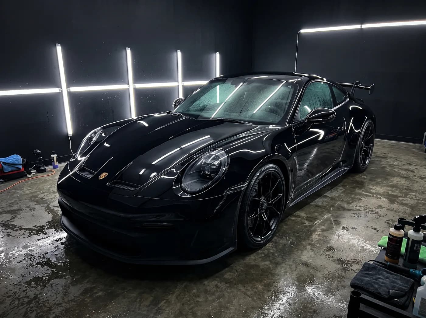 Gloss-black ceramic-coated car
