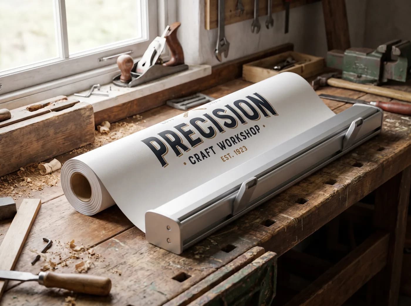 Rolled vinyl banner