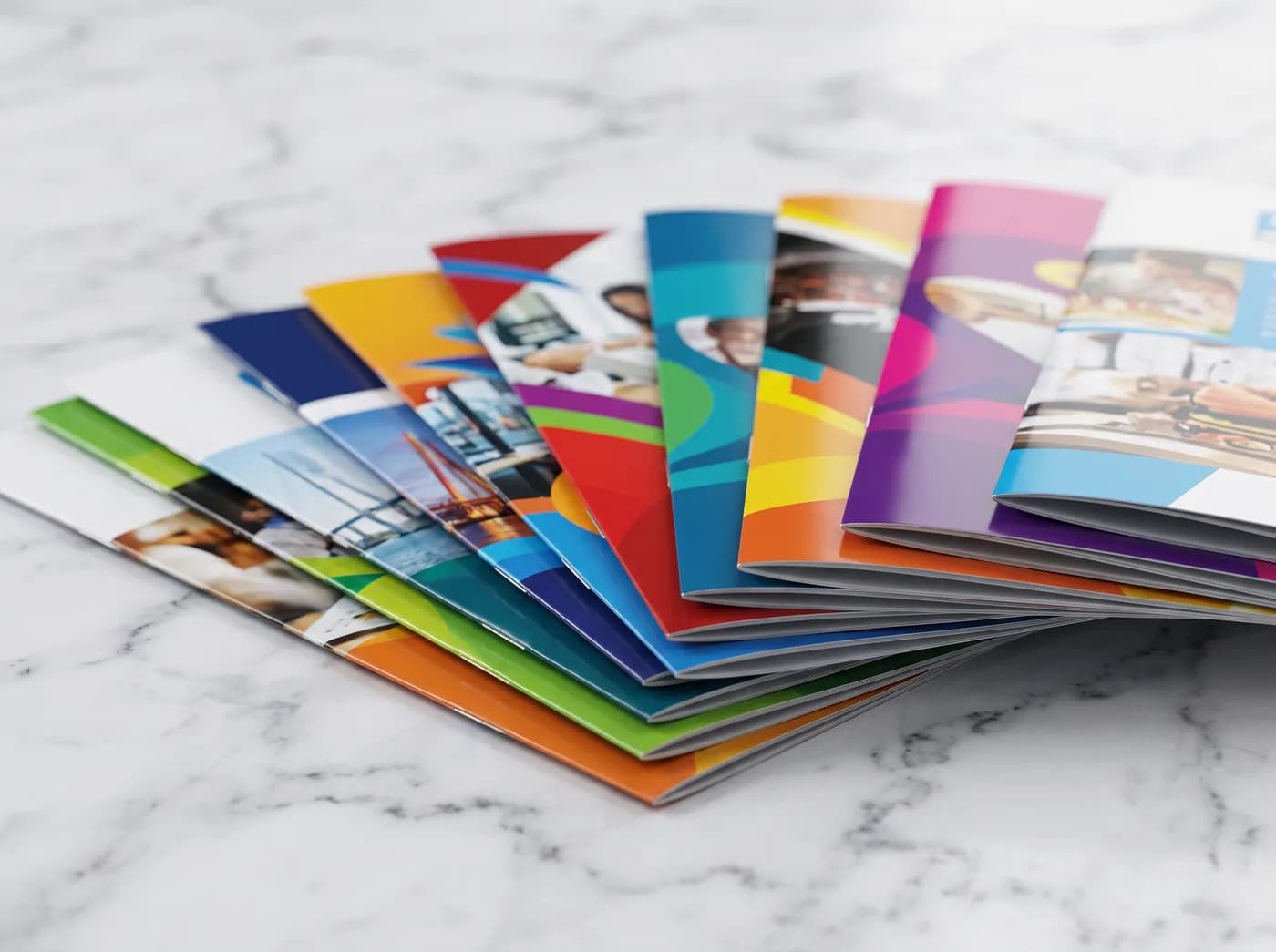 Fanned bi-fold brochures