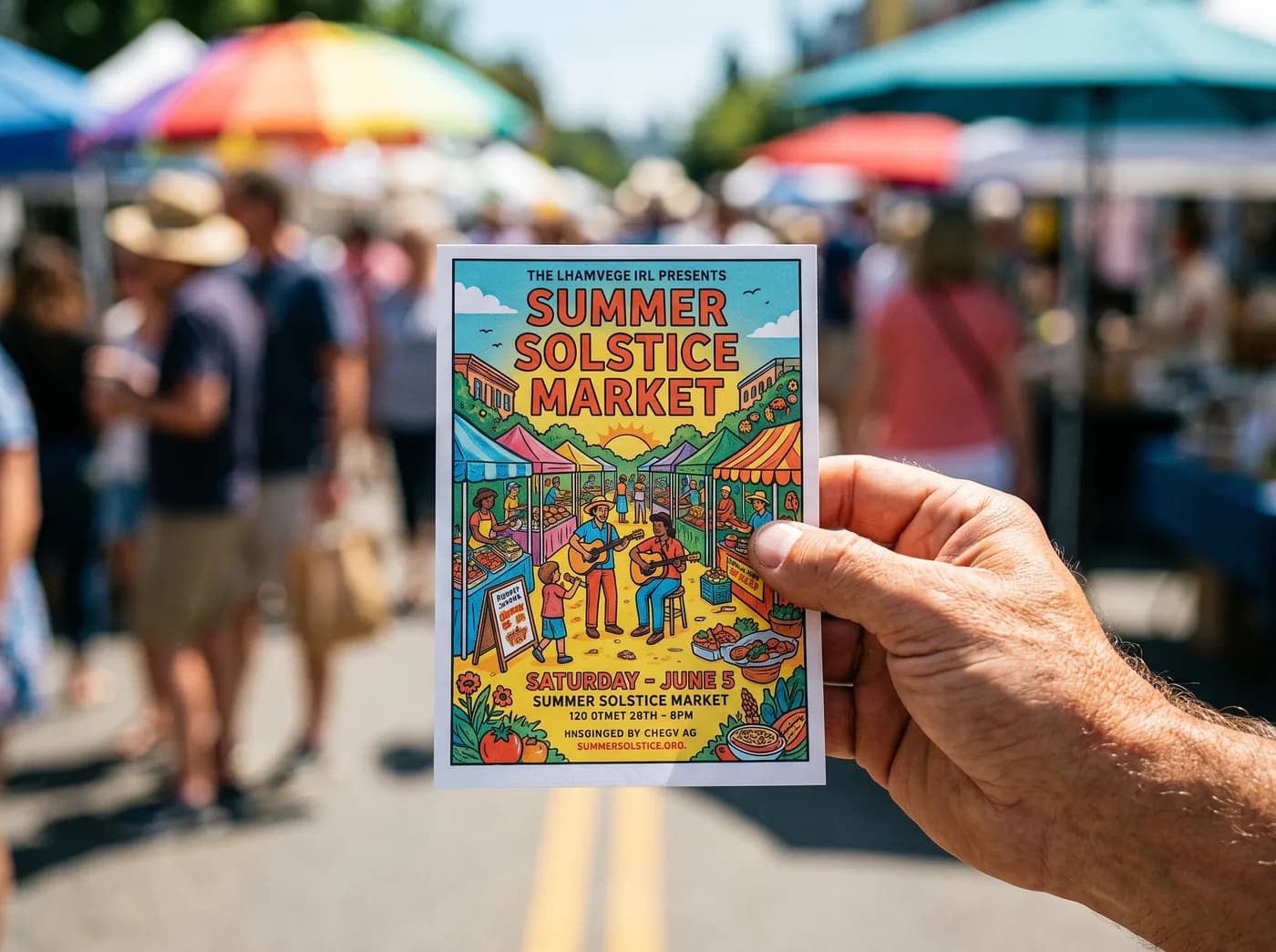 Holding a printed flyer