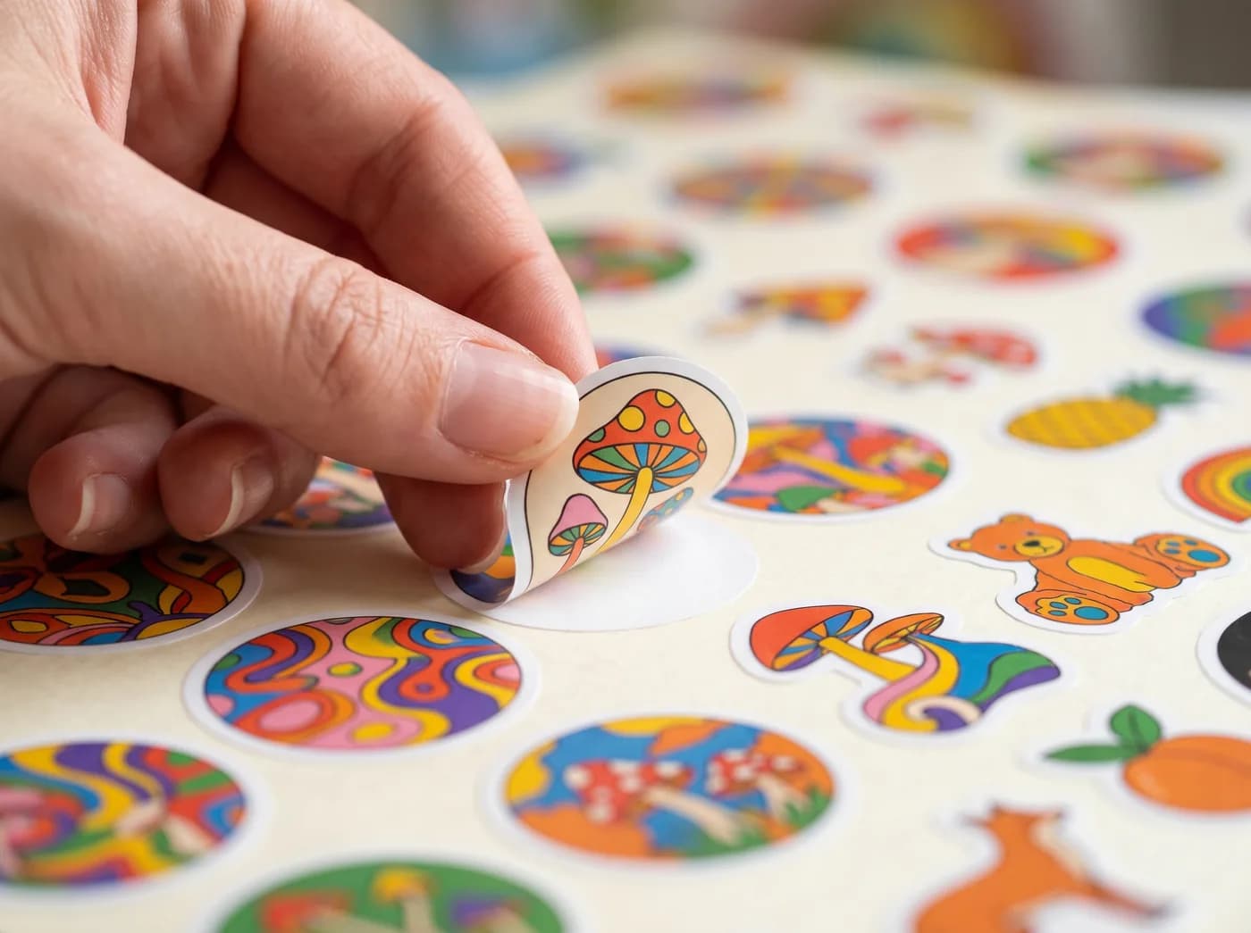 Peeling a kiss-cut sticker
