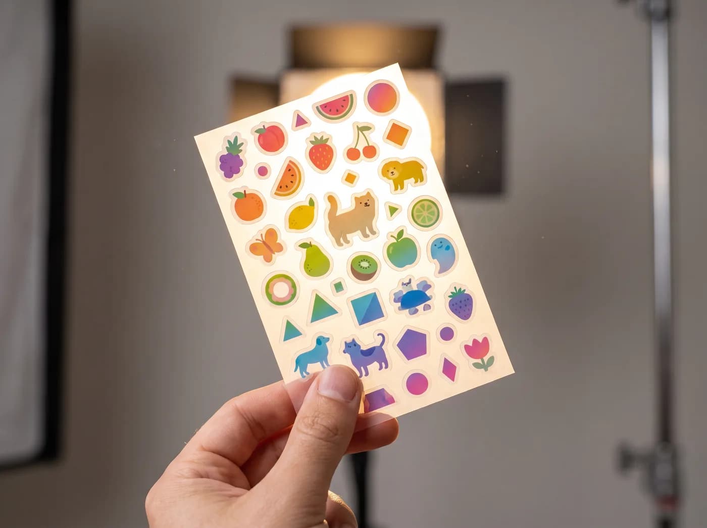 Holding a kiss-cut sticker sheet
