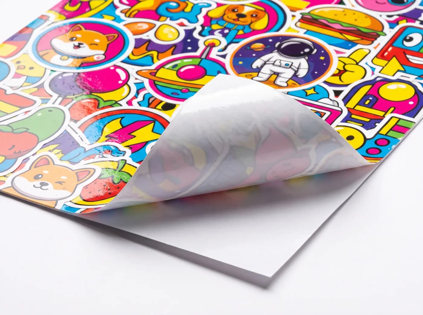 Sheet of glossy vinyl stickers