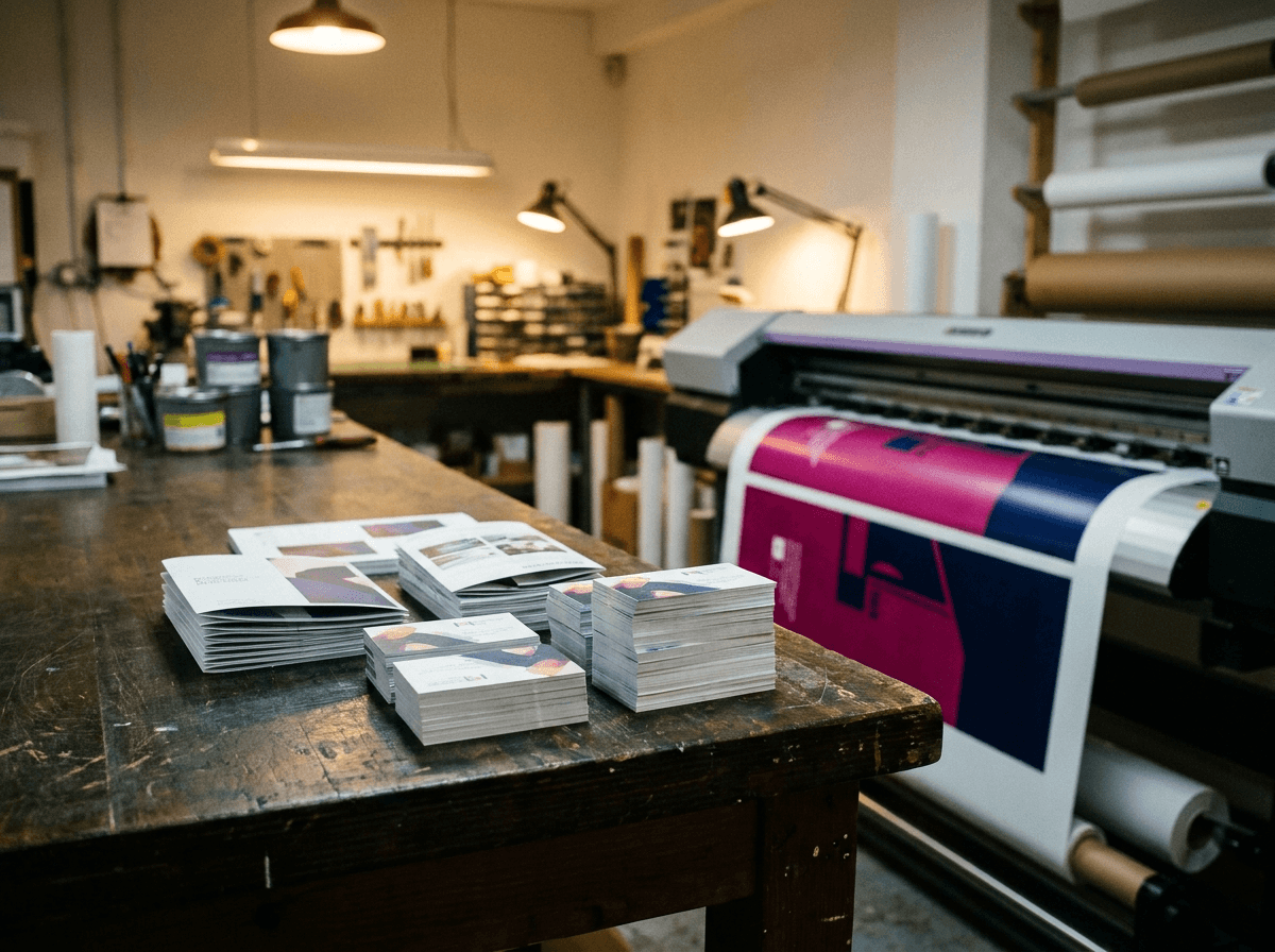 Freshly printed business cards and brochures